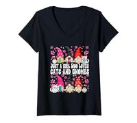 Mujer Just A Girl Who Loves Cats and Gnomes For Women Funny Saying Camiseta Cuello V