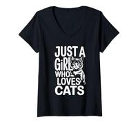 Mujer Just A Girl Who Loves Cats Camiseta Cuello V