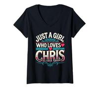 Mujer Just A Girl Who Loves Chris T-Shirt Cute Chris Camiseta Cuello V
