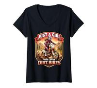 Mujer Just A Girl Who Loves Dirt Bikes Rider Motocross Motorbike Camiseta Cuello V