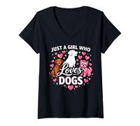 Mujer Just a Girl Who Loves Dogs Women Dog Lover Mom Owner Apparel Camiseta Cuello V