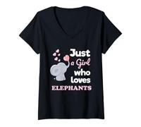 Mujer Just a Girl Who Loves Elephants Girls Elephant Lover Camiseta Cuello V