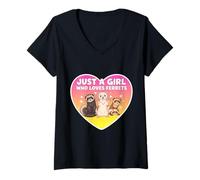 Mujer Just A Girl Who Loves Ferrets Cute Owner Pet Lover Womens Camiseta Cuello V
