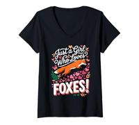 Mujer Just a Girl Who Loves Foxes! Sweet Woodland Wildlife Camiseta Cuello V