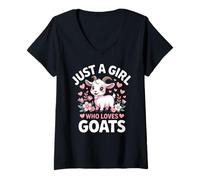 Mujer Just a Girl Who Loves Goats Camiseta Cuello V
