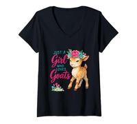 Mujer Just A Girl Who Loves Goats Goat Lover Granjero Mujeres Chicas Camiseta Cuello V
