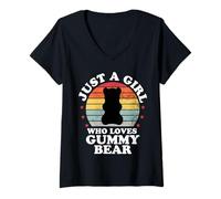 Mujer Just A Girl Who Loves Gummy Bear Funny Candy Girls Kid Camiseta Cuello V