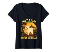 Mujer Just A Girl Who Loves Her Coton De Tulear Dog Mom Cita Camiseta Cuello V
