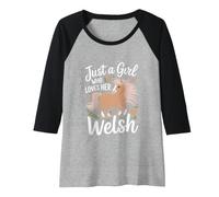 Mujer Just a Girl Who Loves Her Welsh Pony Caballo Camiseta Manga Raglan