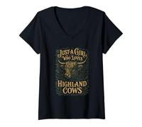 Mujer Just A Girl Who Loves Highland Cows Mujeres Chicas Camiseta Cuello V