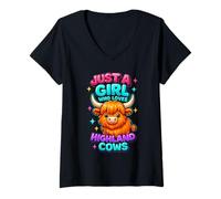 Mujer Just A Girl Who Loves Highland Cows Mujeres Chicas Camiseta Cuello V