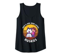 Mujer Just A Girl Who Loves Huskies Husky Lover Dog Dueño Vintage Camiseta sin Mangas