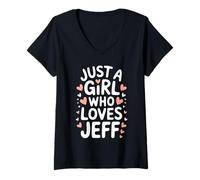 Mujer Just A Girl Who Loves Jeff T-Shirt Cute Jeff Camiseta Cuello V