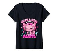 Mujer Just a Girl Who Loves K-Pop Axolotl Women K-Pop Music Camiseta Cuello V