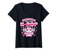 Mujer Just a Girl Who Loves K-Pop Axolotl Women K-Pop Music Camiseta Cuello V