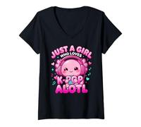 Mujer Just a Girl Who Loves K-Pop Axolotl Women K-Pop Music Camiseta Cuello V