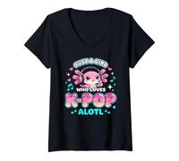 Mujer Just a Girl Who Loves K-Pop Axolotl Women K-Pop Music Camiseta Cuello V