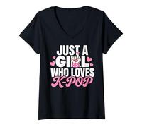 Mujer Just A Girl Who Loves K-Pop Camiseta Cuello V