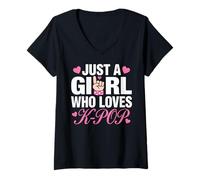 Mujer Just A Girl Who Loves K-Pop Camiseta Cuello V