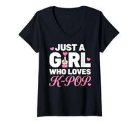 Mujer Just A Girl Who Loves K-Pop Camiseta Cuello V
