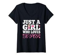 Mujer Just A Girl Who Loves K-Pop Camiseta Cuello V