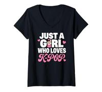 Mujer Just A Girl Who Loves K-Pop Camiseta Cuello V
