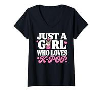 Mujer Just A Girl Who Loves K-Pop Camiseta Cuello V