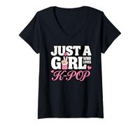Mujer Just A Girl Who Loves K-Pop Camiseta Cuello V