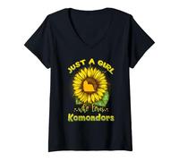 Mujer Just A Girl Who Loves Komondors Dog Sunflower Komondor Camiseta Cuello V