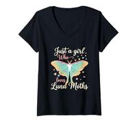 Mujer Just A Girl Who Loves Luna Moths Moon Insect Lover Camiseta Cuello V
