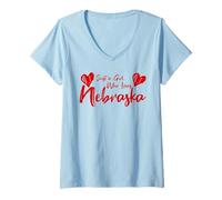 Mujer Just A Girl Who Loves Nebraska, Women's Girls Cute Nebraska Camiseta Cuello V