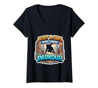 Mujer Just A Girl Who Loves Parkour Lover Womens Teens Athlete Camiseta Cuello V