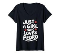 Mujer Just A Girl Who Loves Pedro T-Shirt Cute Pedro Camiseta Cuello V