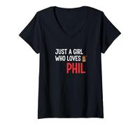 Mujer Just a Girl Who Loves Phil Groundhog Camiseta Cuello V