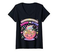 Mujer Just A Girl Who Loves Ramen and K-Pop Kawaii Girls Camiseta Cuello V
