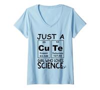 Mujer Just a Girl Who Loves Science Cute Girls Science Teacher Camiseta Cuello V