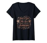 Mujer Just a Girl Who Loves Tennessee Floral Women and Girls Camiseta Cuello V