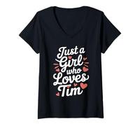 Mujer Just A Girl who loves TIM T-Shirt Cute TIM Camiseta Cuello V