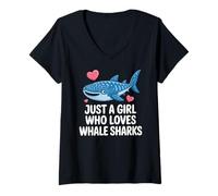 Mujer Just a Girl Who Loves Whale Sharks Cute Whale Shark Camiseta Cuello V