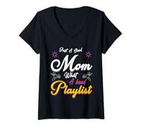 Mujer Just A Good Mom What A Hood Lista de reproducción Día de la Madre D Camiseta Cuello V
