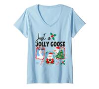 Mujer Just A Jolly Goose Christmas Fun Camiseta Cuello V