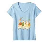Mujer Just a Jolly Goose Christmas Watercolor Parade Camiseta Cuello V