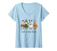 Mujer Just A Jolly Goose Xmas Funny Merry Christmas Camiseta Cuello V