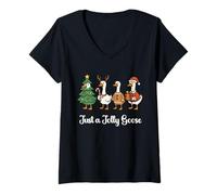 Mujer Just A Jolly Goose Xmas Funny Merry Christmas Camiseta Cuello V