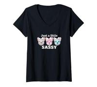 Mujer Just A Little Sassy - Mamá Amante del Bulldog francés Camiseta Cuello V