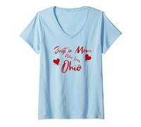Mujer Just a Mom Who Loves Ohio Cute Ohio Mom Camiseta Cuello V