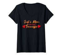 Mujer Just a Mom Who Loves Tennessee Cute Tennessee Mom Camiseta Cuello V