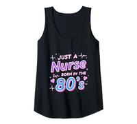 Mujer Just a Nurse Born in The 80s Retro Vintage Nursing RN LPN Camiseta sin Mangas