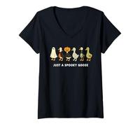 Mujer Just A Spooky Goose Halloween Tonto Ganso Divertido Halloween Camiseta Cuello V