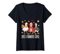 Mujer Just A Thankful Goose Autumn Fall Funny Thanksgiving Pavo Camiseta Cuello V